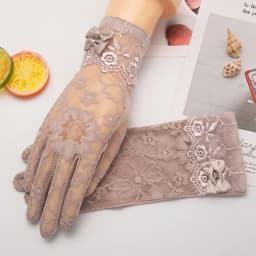 Lady Anti-Slip Breathable Sunscreen Gloves Women Summer Ice Silk Lace Anti-UV Elegant Thin Electric Car Driving Mittens