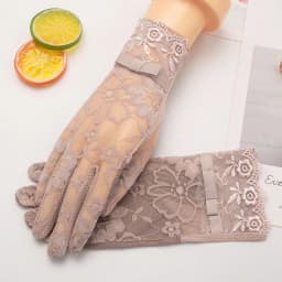 Lady Anti-Slip Breathable Sunscreen Gloves Women Summer Ice Silk Lace Anti-UV Elegant Thin Electric Car Driving Mittens