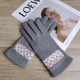 Female Suede Leather Chain Rhinestones Velvet Thick Touch Screen Driving Gloves Winter Outdoor Riding Full Finger Warm Mittens