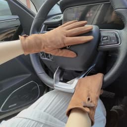 Female Suede Leather Chain Rhinestones Velvet Thick Touch Screen Driving Gloves Winter Outdoor Riding Full Finger Warm Mittens