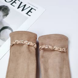 Female Suede Leather Chain Rhinestones Velvet Thick Touch Screen Driving Gloves Winter Outdoor Riding Full Finger Warm Mittens