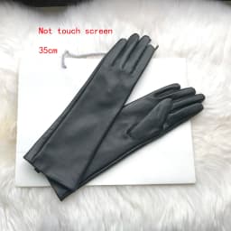 Women's Genuine Leather Gloves Black Long Sheepskin Glove Over Elbow 4050cm Ladies Mittens Winter Velvet Warm Fashion Arm Sleeve