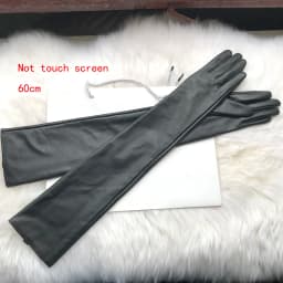 Women's Genuine Leather Gloves Black Long Sheepskin Glove Over Elbow 4050cm Ladies Mittens Winter Velvet Warm Fashion Arm Sleeve