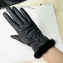 Male And Female Mink Fur Gloves Sheepskin Velvet Lining Black Women's Leather Gloves Men's High-grade Mink Fur Motorcycle Gloves