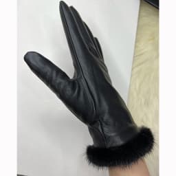 Male And Female Mink Fur Gloves Sheepskin Velvet Lining Black Women's Leather Gloves Men's High-grade Mink Fur Motorcycle Gloves