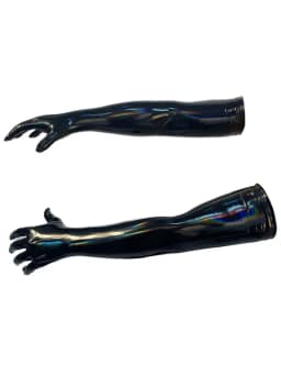 Black PU Faux Leather Gloves Sexy Shiny Punk Long Gloves Role Play Five Finger Gloves Cosplay Accessory