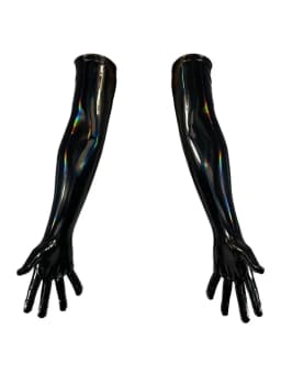 Black PU Faux Leather Gloves Sexy Shiny Punk Long Gloves Role Play Five Finger Gloves Cosplay Accessory