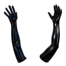 Black PU Faux Leather Gloves Sexy Shiny Punk Long Gloves Role Play Five Finger Gloves Cosplay Accessory
