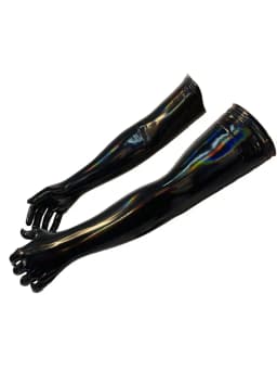 Black PU Faux Leather Gloves Sexy Shiny Punk Long Gloves Role Play Five Finger Gloves Cosplay Accessory