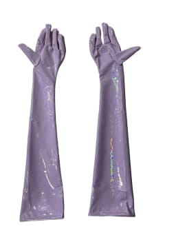 Black PU Faux Leather Gloves Sexy Shiny Punk Long Gloves Role Play Five Finger Gloves Cosplay Accessory