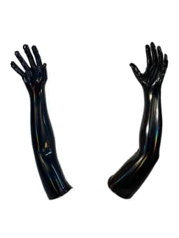 Black PU Faux Leather Gloves Sexy Shiny Punk Long Gloves Role Play Five Finger Gloves Cosplay Accessory