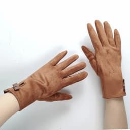 Women Autumn Winter Suede Leather Warm Bow Glove Female Flip Cover Expose Fingers Touch Screen Windproof Driving Mitten