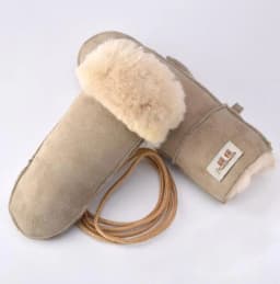 Men Women's Autumn Winter Thicken Warm Natural One Piece Wool Fur Leather Glove Winter Brand Wool Fur Mitten R2217