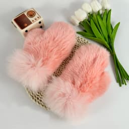 Luxury Women Natural Rabbit Fur Mittens Fox Fur Trimming Real Rabbit Fur Gloves Ladies Fur Elastic Hand Made Drop Shipping