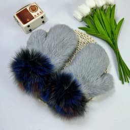 Luxury Women Natural Rabbit Fur Mittens Fox Fur Trimming Real Rabbit Fur Gloves Ladies Fur Elastic Hand Made Drop Shipping