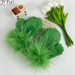 Luxury Women Natural Rabbit Fur Mittens Fox Fur Trimming Real Rabbit Fur Gloves Ladies Fur Elastic Hand Made Drop Shipping