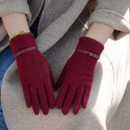 Fashion Elegant Female Wool Knit Embroidery Touch Screen Gloves Winter Women Warm Cashmere Full Finger Bow Dotted Gloves C21