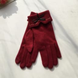 Fashion Elegant Female Wool Knit Embroidery Touch Screen Gloves Winter Women Warm Cashmere Full Finger Bow Dotted Gloves C21