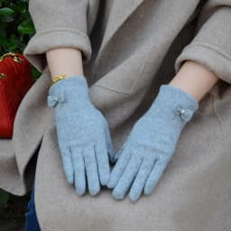 Fashion Elegant Female Wool Knit Embroidery Touch Screen Gloves Winter Women Warm Cashmere Full Finger Bow Dotted Gloves C21