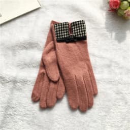 Fashion Elegant Female Wool Knit Embroidery Touch Screen Gloves Winter Women Warm Cashmere Full Finger Bow Dotted Gloves C21
