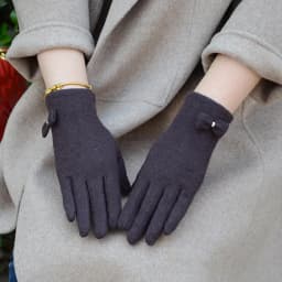 Fashion Elegant Female Wool Knit Embroidery Touch Screen Gloves Winter Women Warm Cashmere Full Finger Bow Dotted Gloves C21