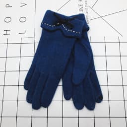 Fashion Elegant Female Wool Knit Embroidery Touch Screen Gloves Winter Women Warm Cashmere Full Finger Bow Dotted Gloves C21