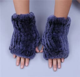 Fashion Real Rex Rabbit Fur Women's Winter Gloves Genuine Fur Mittens Girl Fingerless Gloves Wrist Warmer Elastic Fluffy