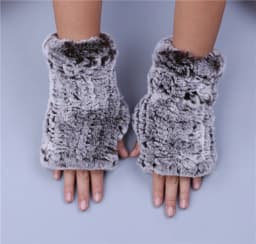 Fashion Real Rex Rabbit Fur Women's Winter Gloves Genuine Fur Mittens Girl Fingerless Gloves Wrist Warmer Elastic Fluffy
