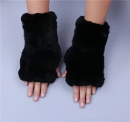 Fashion Real Rex Rabbit Fur Women's Winter Gloves Genuine Fur Mittens Girl Fingerless Gloves Wrist Warmer Elastic Fluffy