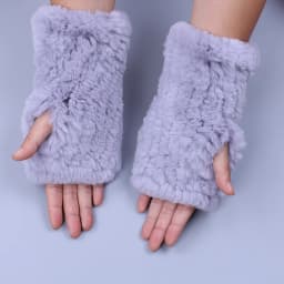Fashion Real Rex Rabbit Fur Women's Winter Gloves Genuine Fur Mittens Girl Fingerless Gloves Wrist Warmer Elastic Fluffy