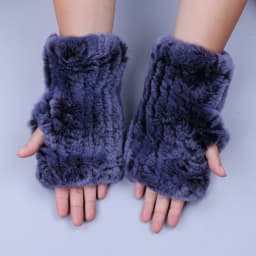 Fashion Real Rex Rabbit Fur Women's Winter Gloves Genuine Fur Mittens Girl Fingerless Gloves Wrist Warmer Elastic Fluffy