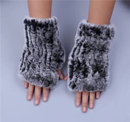 Fashion Real Rex Rabbit Fur Women's Winter Gloves Genuine Fur Mittens Girl Fingerless Gloves Wrist Warmer Elastic Fluffy