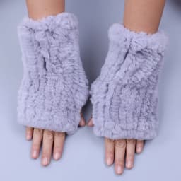 Fashion Real Rex Rabbit Fur Women's Winter Gloves Genuine Fur Mittens Girl Fingerless Gloves Wrist Warmer Elastic Fluffy