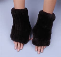 Fashion Real Rex Rabbit Fur Women's Winter Gloves Genuine Fur Mittens Girl Fingerless Gloves Wrist Warmer Elastic Fluffy