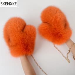 2026 New Brand Winter Women Natural Real Fox Fur Gloves Warm 100% Genuine Fox Fur Mittens Girl Fashion Luxur Real Fox Fur Glove