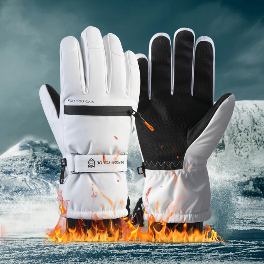 Unisex Windproof Waterproof Ski Gloves Warm Thick Anti-Skid Touch Screen Winter Gloves for Hiking Cycling