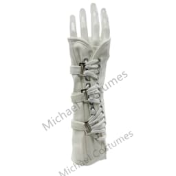 Michael Jackson Punk Rock Music Retro Handmade Fingerless Gloves with Arm Brace Suitable for Adults, Black or White,