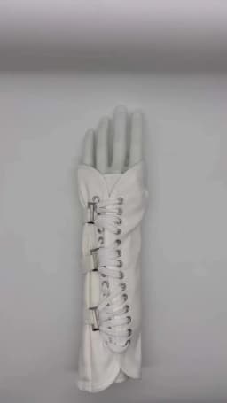 Michael Jackson Punk Rock Music Retro Handmade Fingerless Gloves with Arm Brace Suitable for Adults, Black or White,