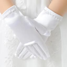 Girl Pearl Short Lace Bow Children Princess Dance Dress Glove Kids White Elastic Spandex Satin Party Formal Etiquette Mitten G79