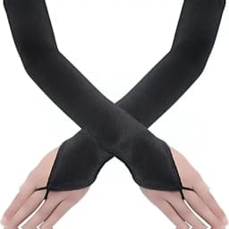 48cm Women Satin Hook Finger Long Fingerless Gloves Solid Retro Style Opera Evening Dress Accessories Etiquette High Elasticity