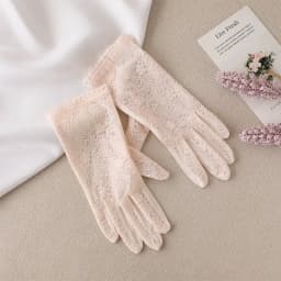 Women Mulberry Silk Sunscreen Touch Screen Sun Glove UV Protection Summer Thin Breathable Driving Flower Lace Sleep Mitten