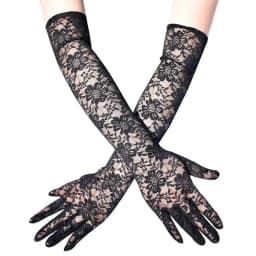 49CM Long Women Sexy Lace Chrysanthemum Gloves Thin Transparent Stage Performance Opera Dance Party Evening Dress Accessories