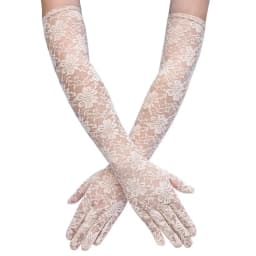 49CM Long Women Sexy Lace Chrysanthemum Gloves Thin Transparent Stage Performance Opera Dance Party Evening Dress Accessories