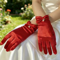 Bridal Gloves 1 Pair Wedding Dress Satin Short Style Elegant Black Retro White Red Wedding Silk Gloves