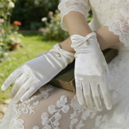 Bridal Gloves 1 Pair Wedding Dress Satin Short Style Elegant Black Retro White Red Wedding Silk Gloves