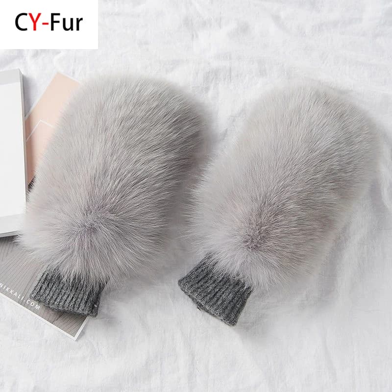 2026 New Style Winter Warm Genuine Fox Fur Covered Gloves Women Fashion Real Fox Fur Glove Outdoor Russia Thick Glove Women Warm