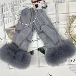 Autumn Winter Women Cute Furry Warm Full Finger Mittens Female Outdoor Cycling Lady Thick Faux Fur Fashion Touch Screen Gloves