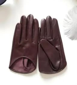 Women's Natural Leather Gloves Female Genuine Suede Leather Brief Dancing Motorcycle Driving Gloves R751