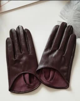Women's Natural Leather Gloves Female Genuine Suede Leather Brief Dancing Motorcycle Driving Gloves R751