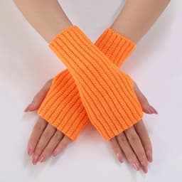 Women Half Finger Gloves Winter Knitted Arm Sleeves Fingerless Mittens Solid Color Soft Gloves Students Touch Screen Gloves